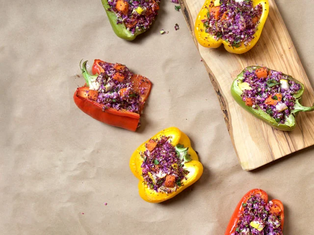 Colorful Cauliflower Stuffed Bell Peppers