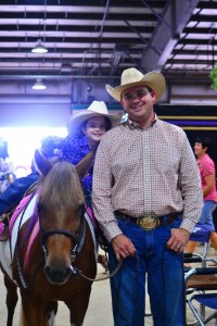 Sam and daughter Becca Schaffhauser had a great time showing in the Lead Line Reining on Friday evening, where all contestants won blue ribbons and other prizes!