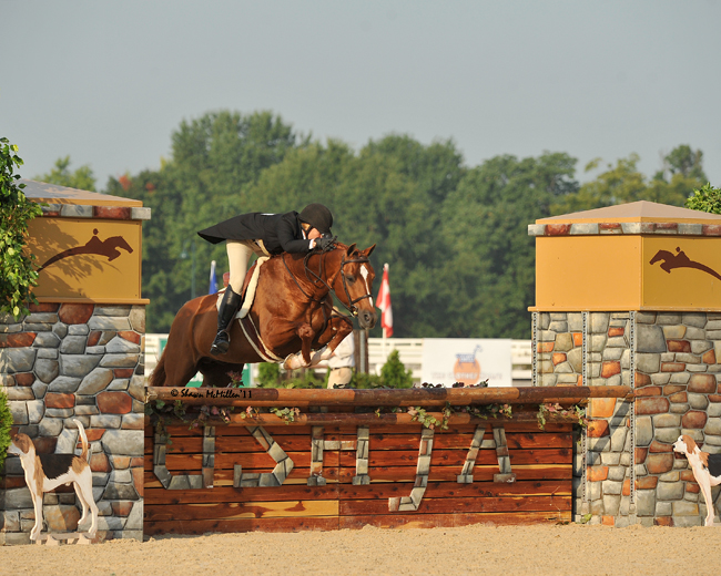 Liza Richardson, Texas Hunter Breeding supporter, aboard series sponsor Olde Oaks Farm's "Shine"