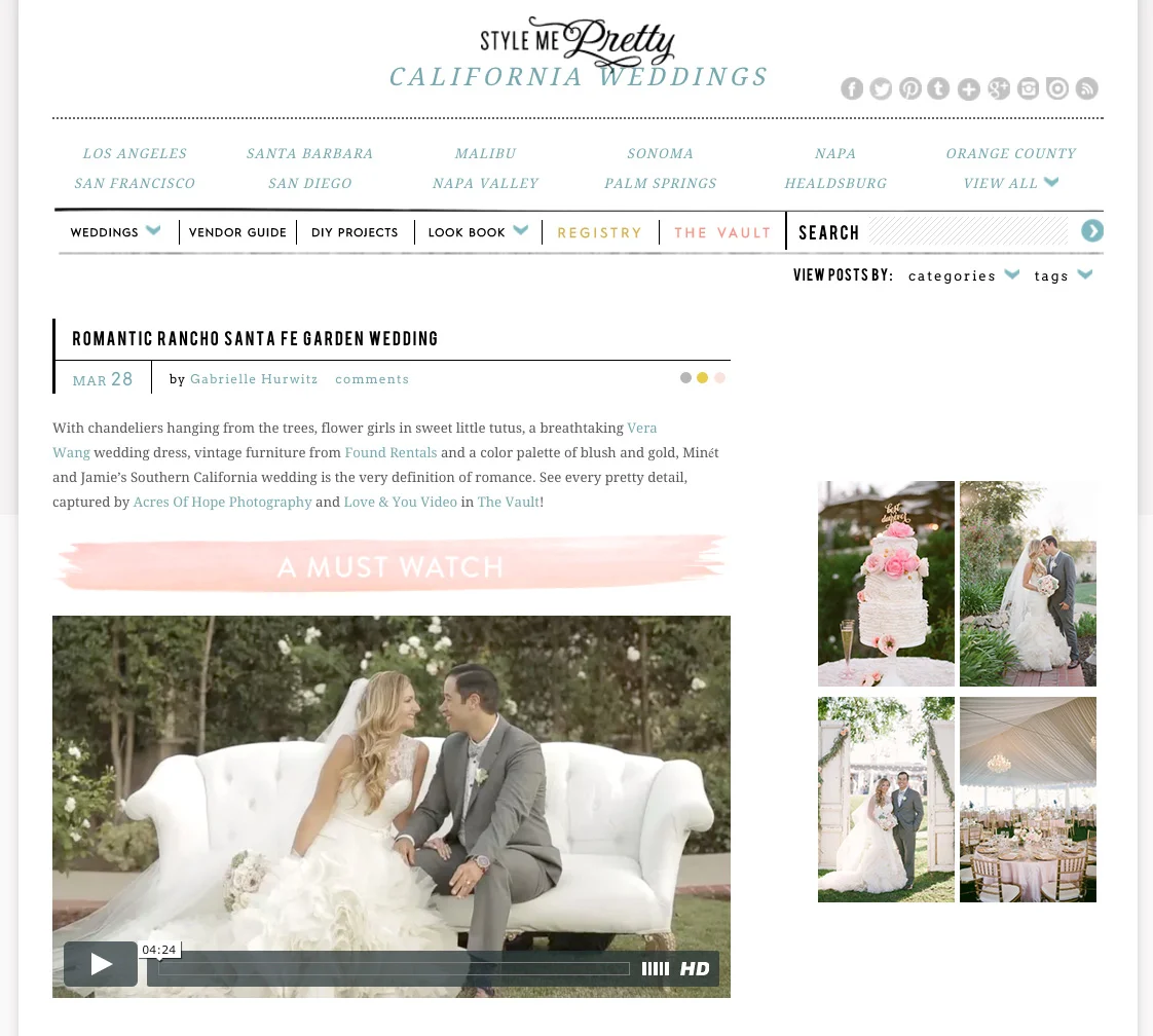 Photography: Acres Of Hope Photography | Cinematography: Love & You Video | Event Planning + Design: Couture Events | Floral Design: Blush Botanicals | Wedding Dress: Vera Wang | Cake: Hey There Cupcake! | Hair + Makeup: A Style Concierge | DJ: Tim Altbaum Productions | Venue: Inn At Rancho Santa Fe | Ceremony Guitarist: Micky Dwyer | Cocktail & Dinner Guitarist: Bob Boss | Dessert: Donut Bar | Photo Booth: Mobile Photo Booth | Rentals: Classic Party Rentals - San Diego | Rentals: Found Rentals
