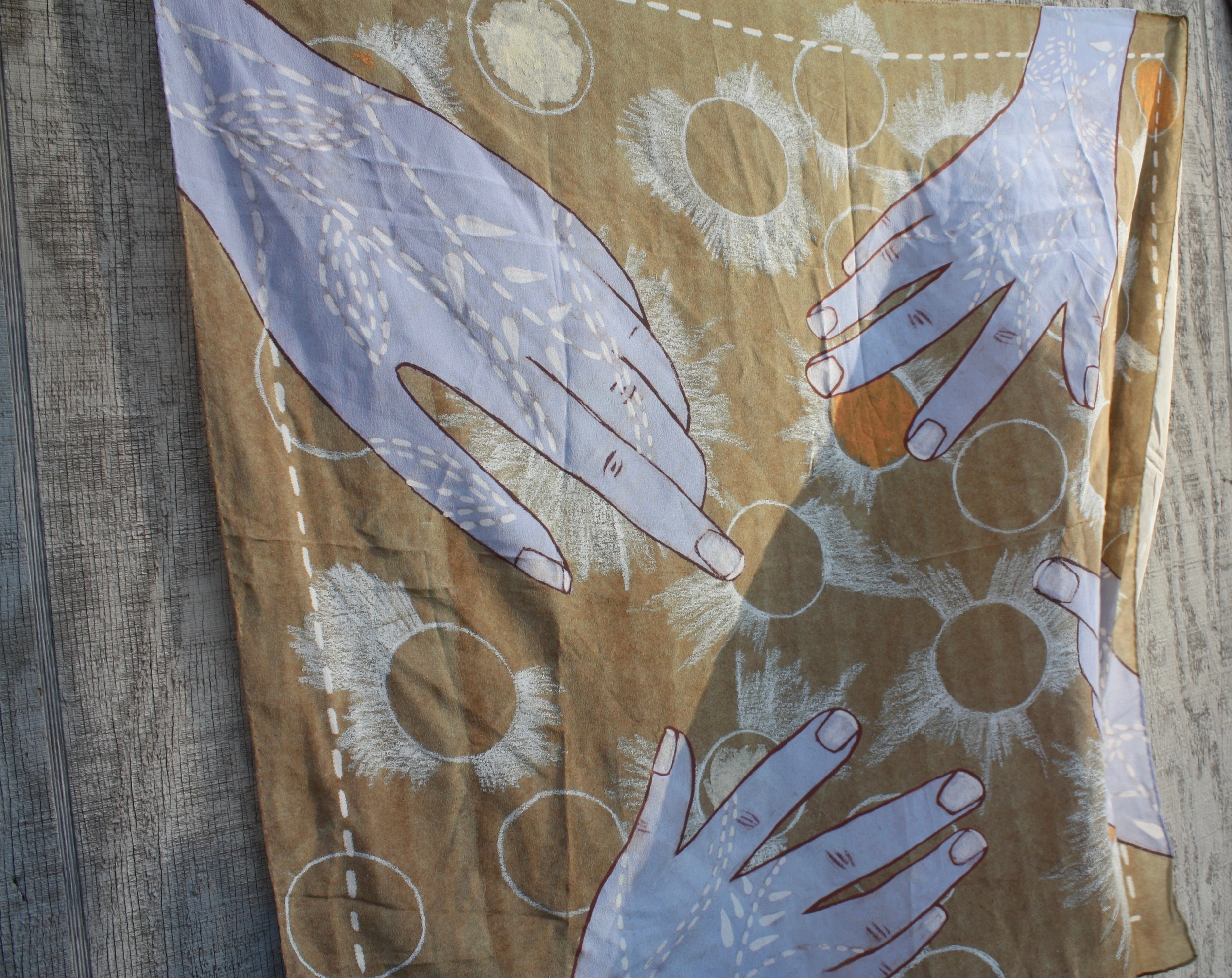 Rabari Scarf Collection 2015 . Philadelphia University A collection of scarves inspired by my time learning about Rabari embroidery in Gujarat, India. Designs were hand-rendered and digitally altered to create repeats and engineered images.