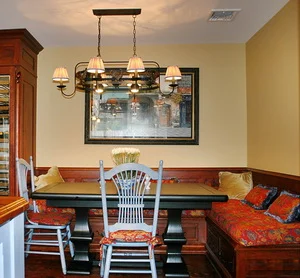 Design a brightly colored fabric for your banquette.