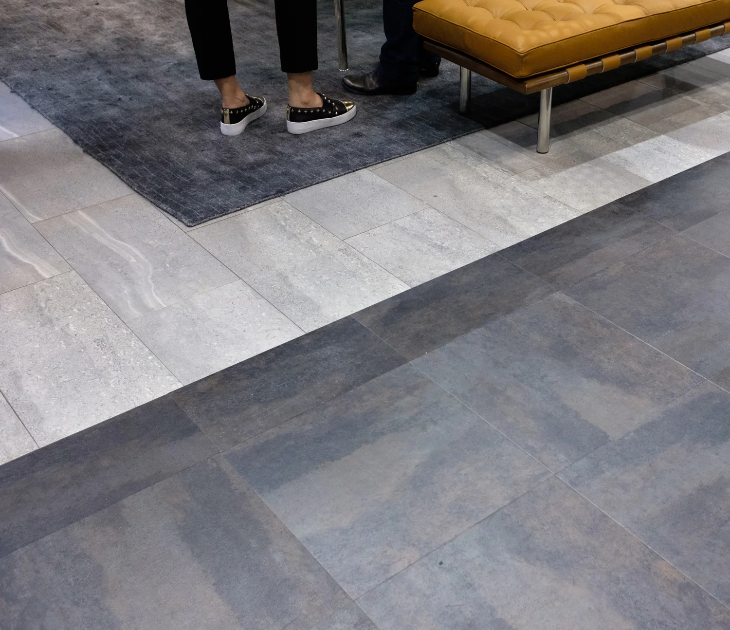 light and dark gray ceramic tile flooring