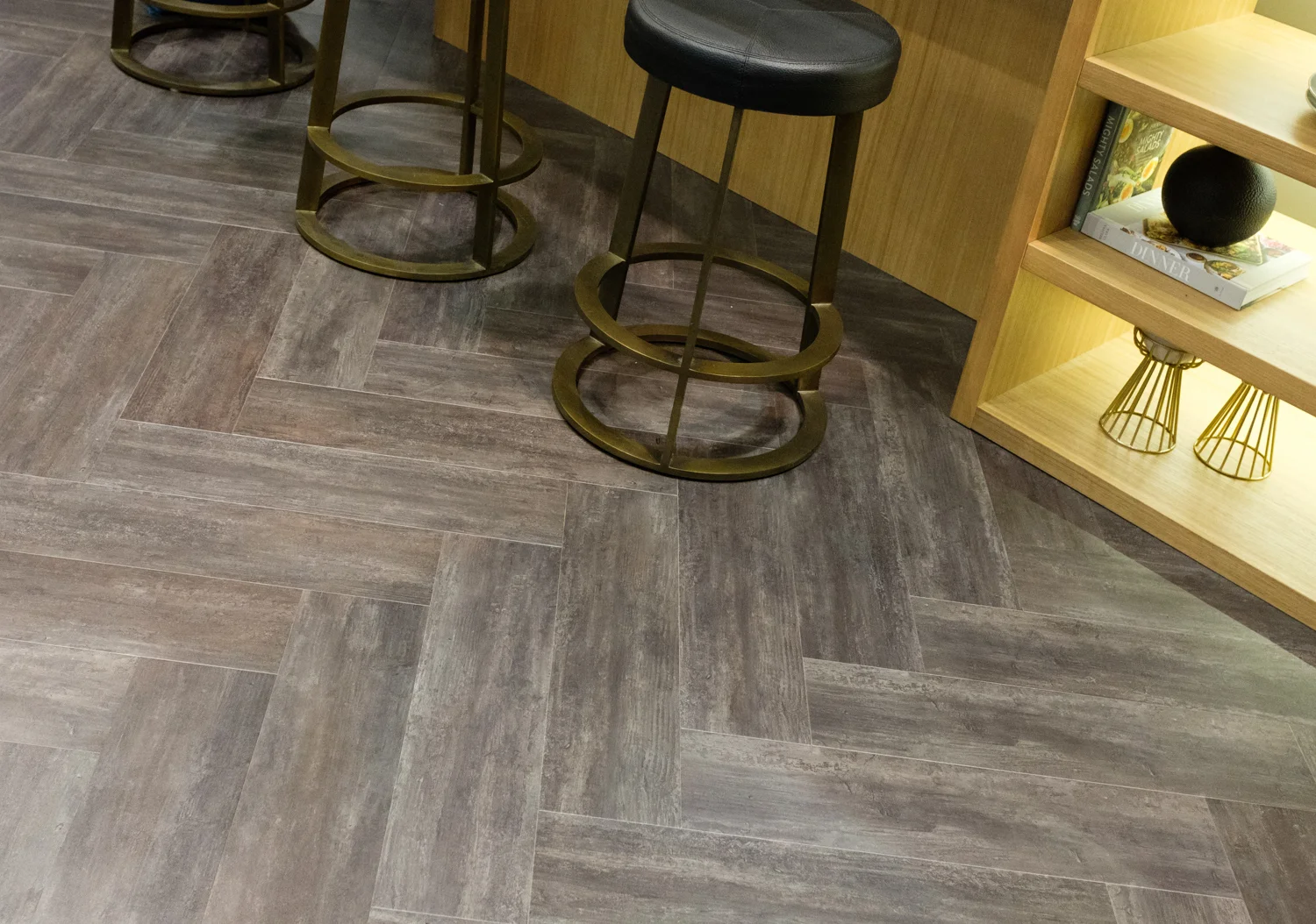 gray herringbone floor