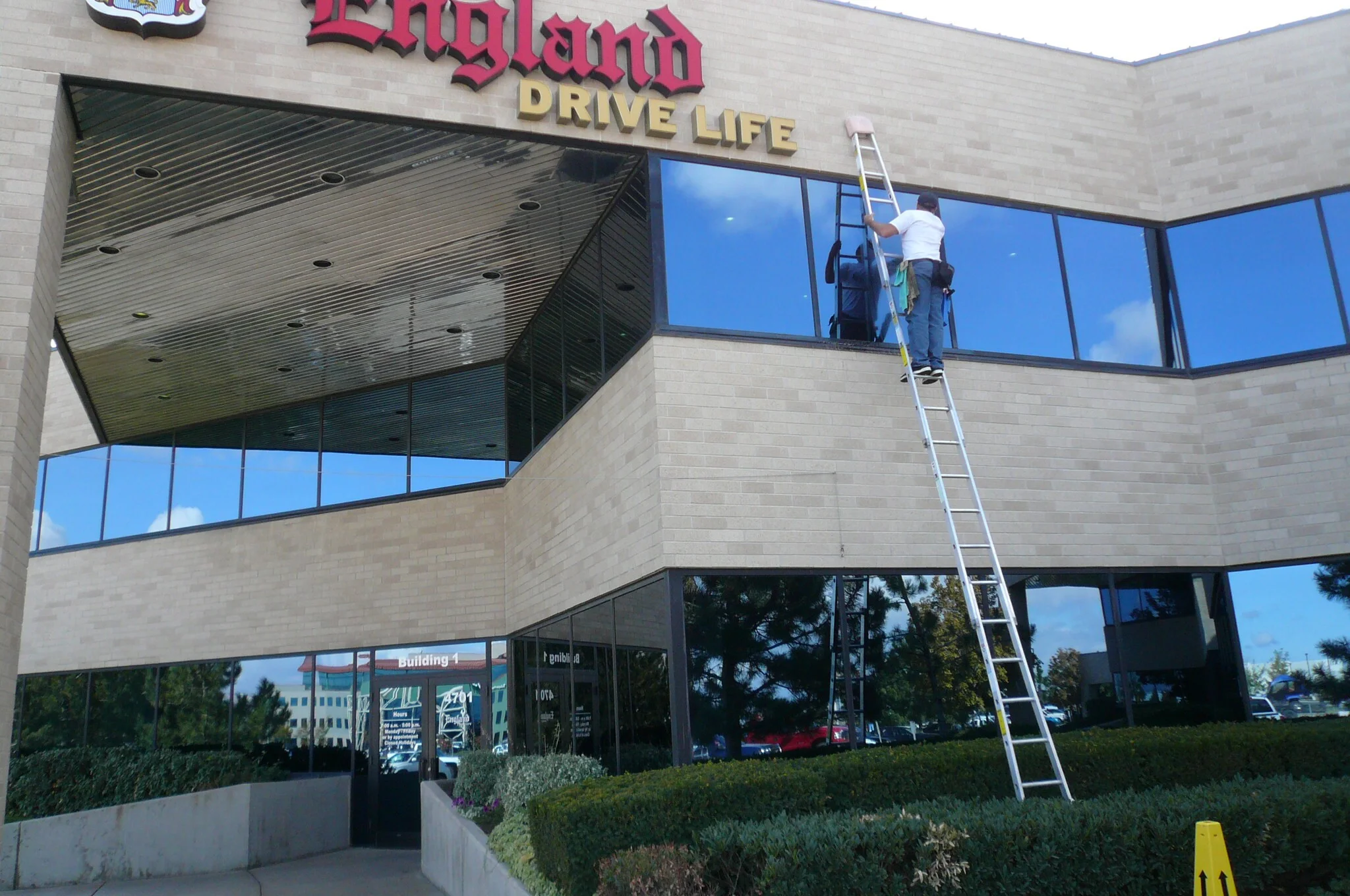 Clarity co-founder Rob Morrill cleaning England Trucking Company corporate offices