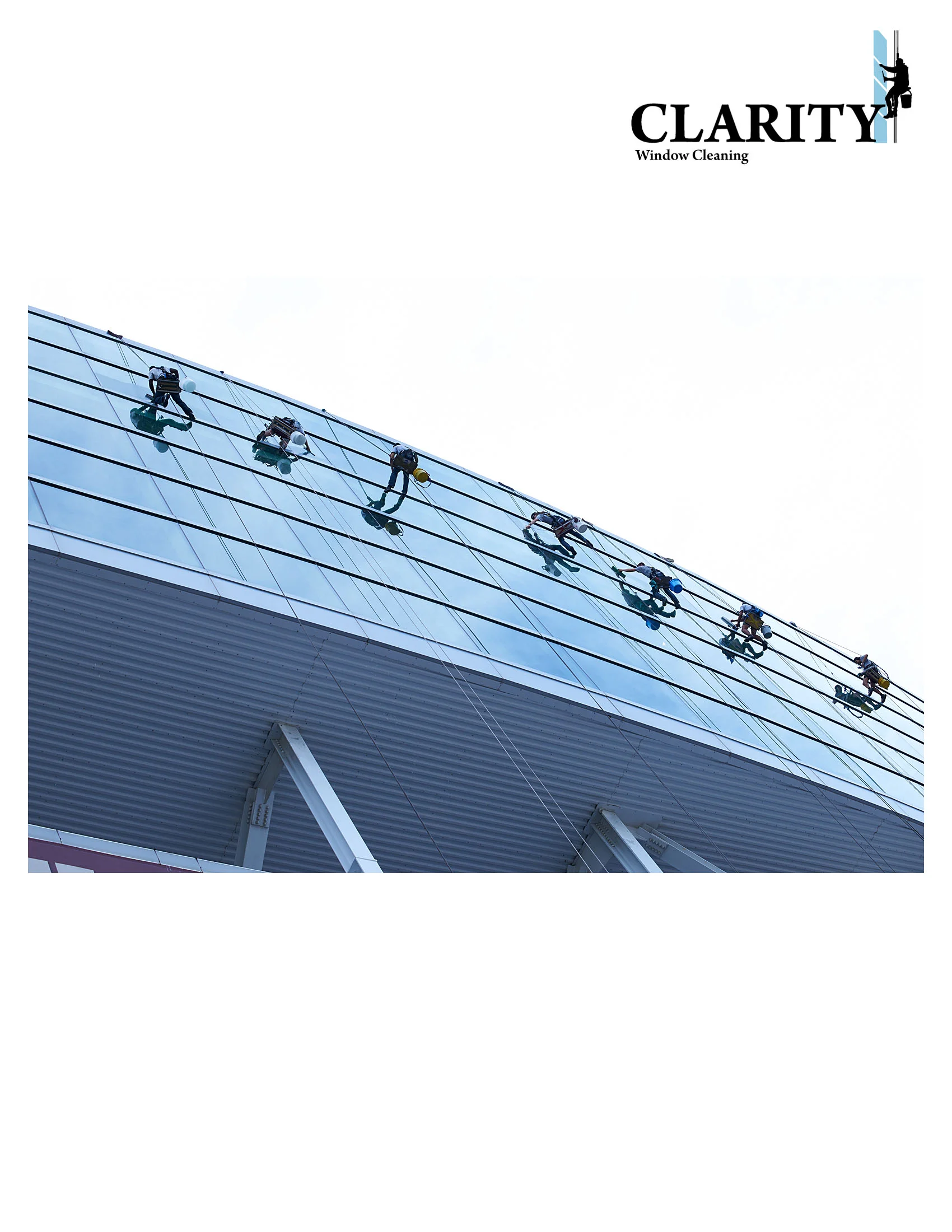 Clarity cleaning football stadium exterior from rope
