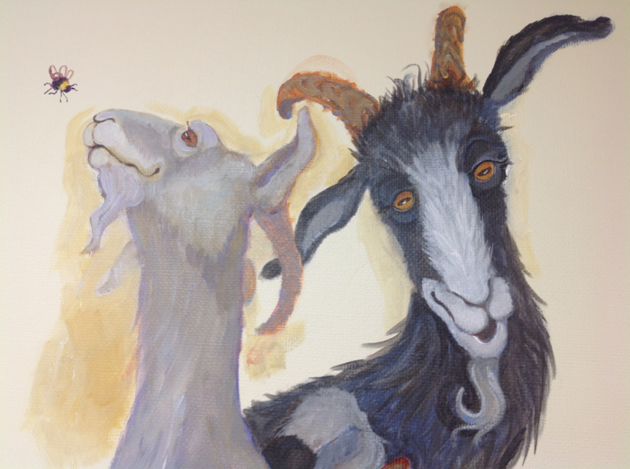 Goats , Groesbeck mural, in acrylic by Susan Smith