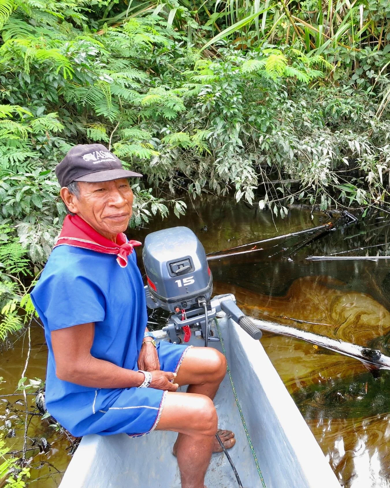 The Cof&aacute;n elder Alejandro Criollo drove his canoe on a day in 2014 when the Aguarico River suffered a 20,000-barrel oil spill. Though the contamination was horrific, it pales in comparison to hundreds of larger spills that have occurred in Cof