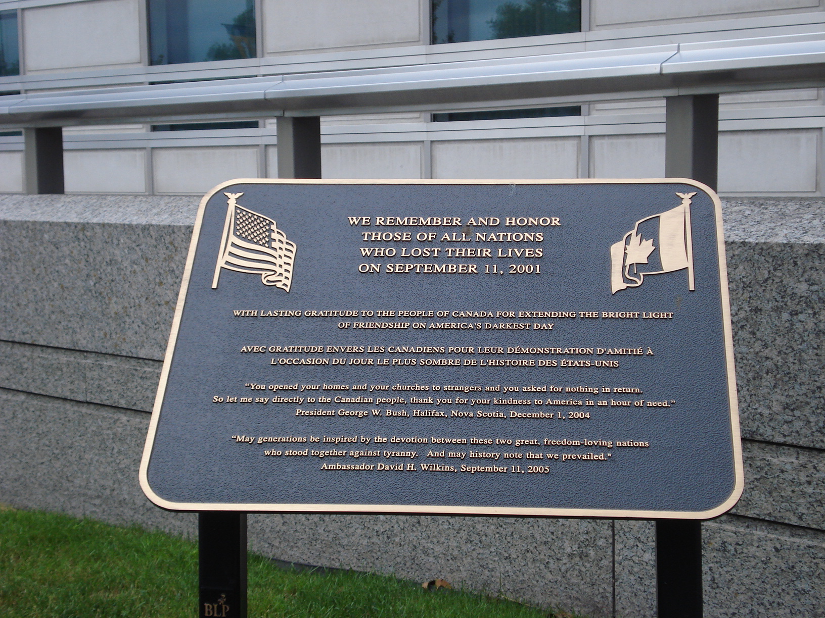 US Embassy Memorial Plaque - Ottawa, Canada
