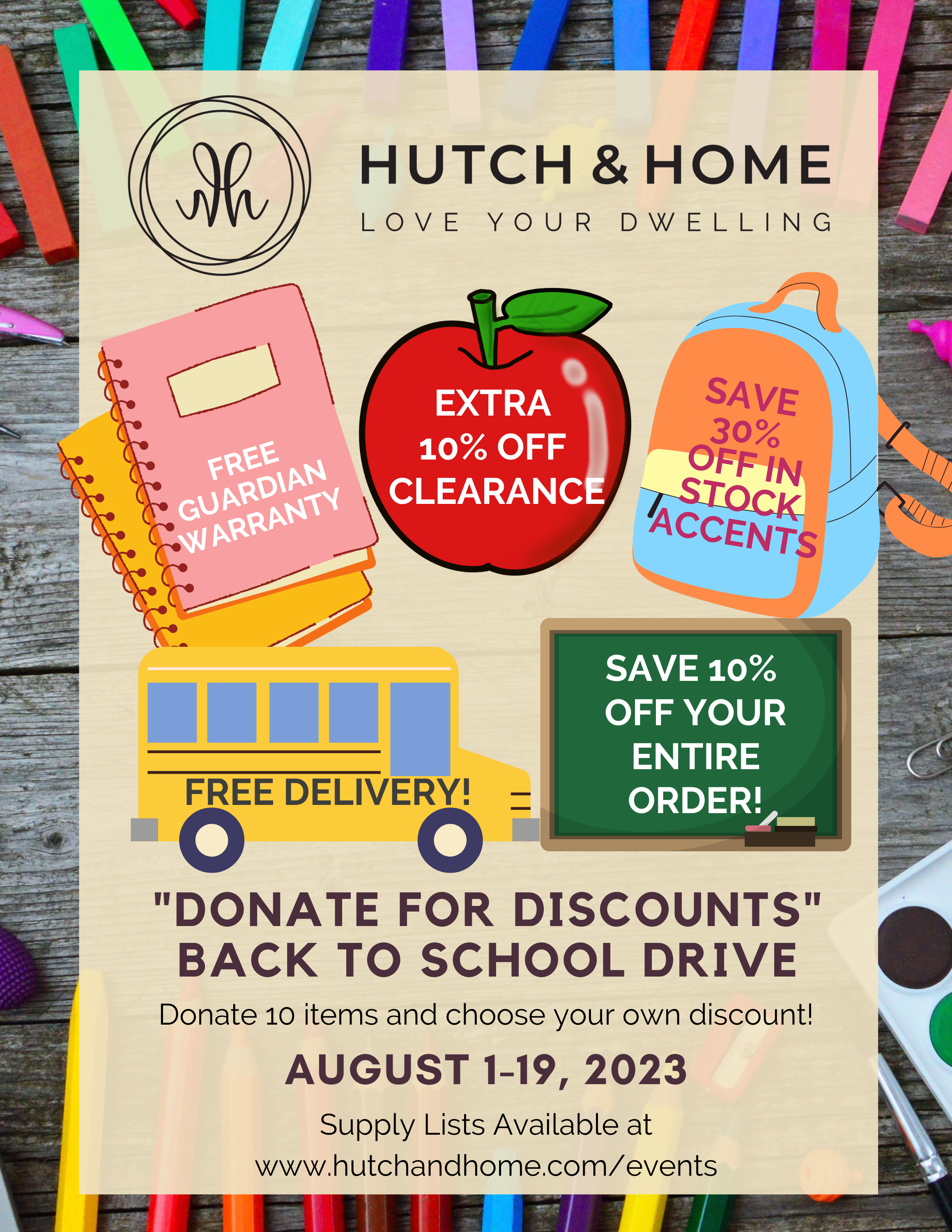 Back to School "DONATE FOR DISCOUNTS" Sale!