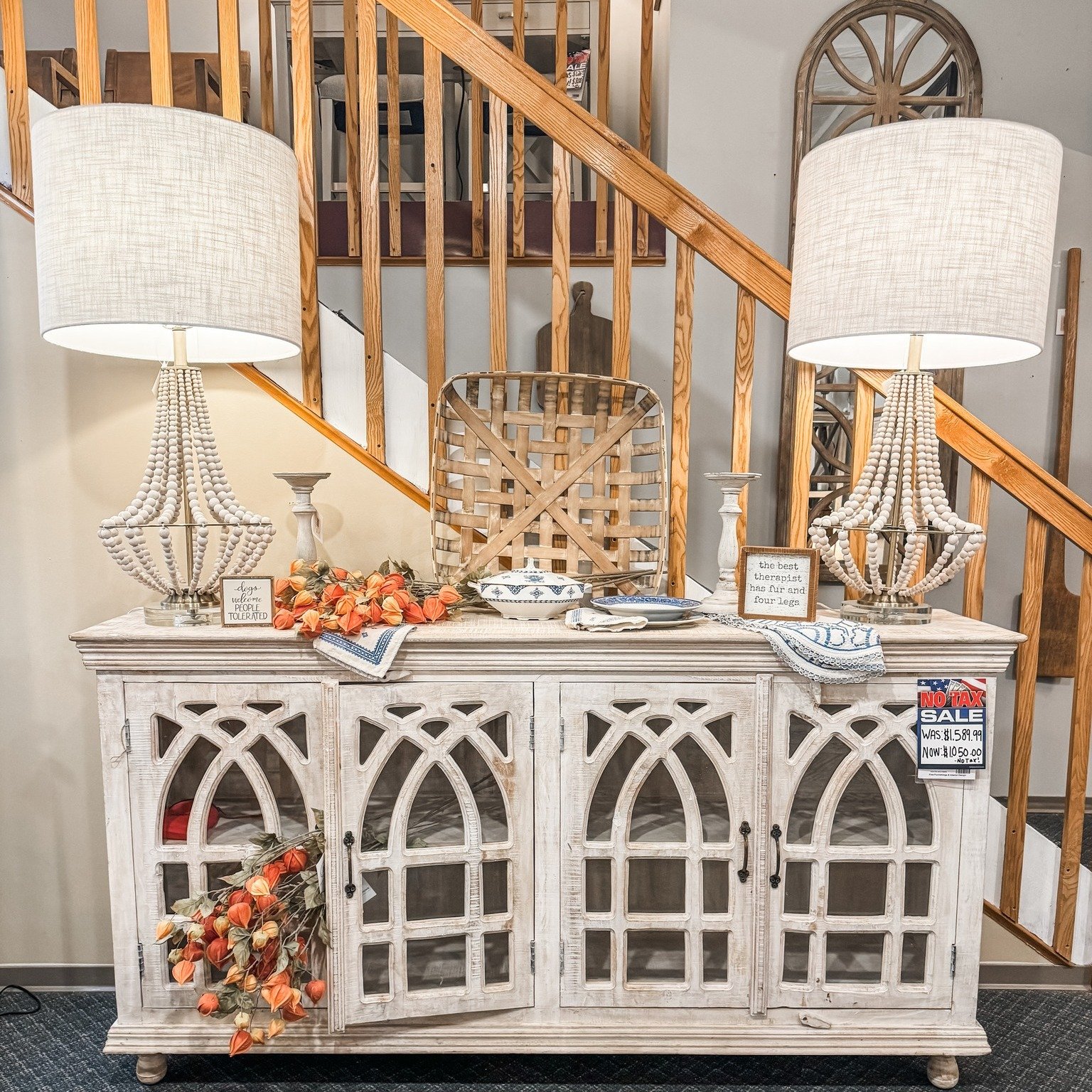 ✨READY FOR IMMIDATE DELIVERY!!✨

This Light Mango Wood Cathedral Design 4-door Sideboard boasts a tan mango wood finish. The design and finish of this piece allow it to compliment both coastal and traditional home styles well. The smooth mango wood t