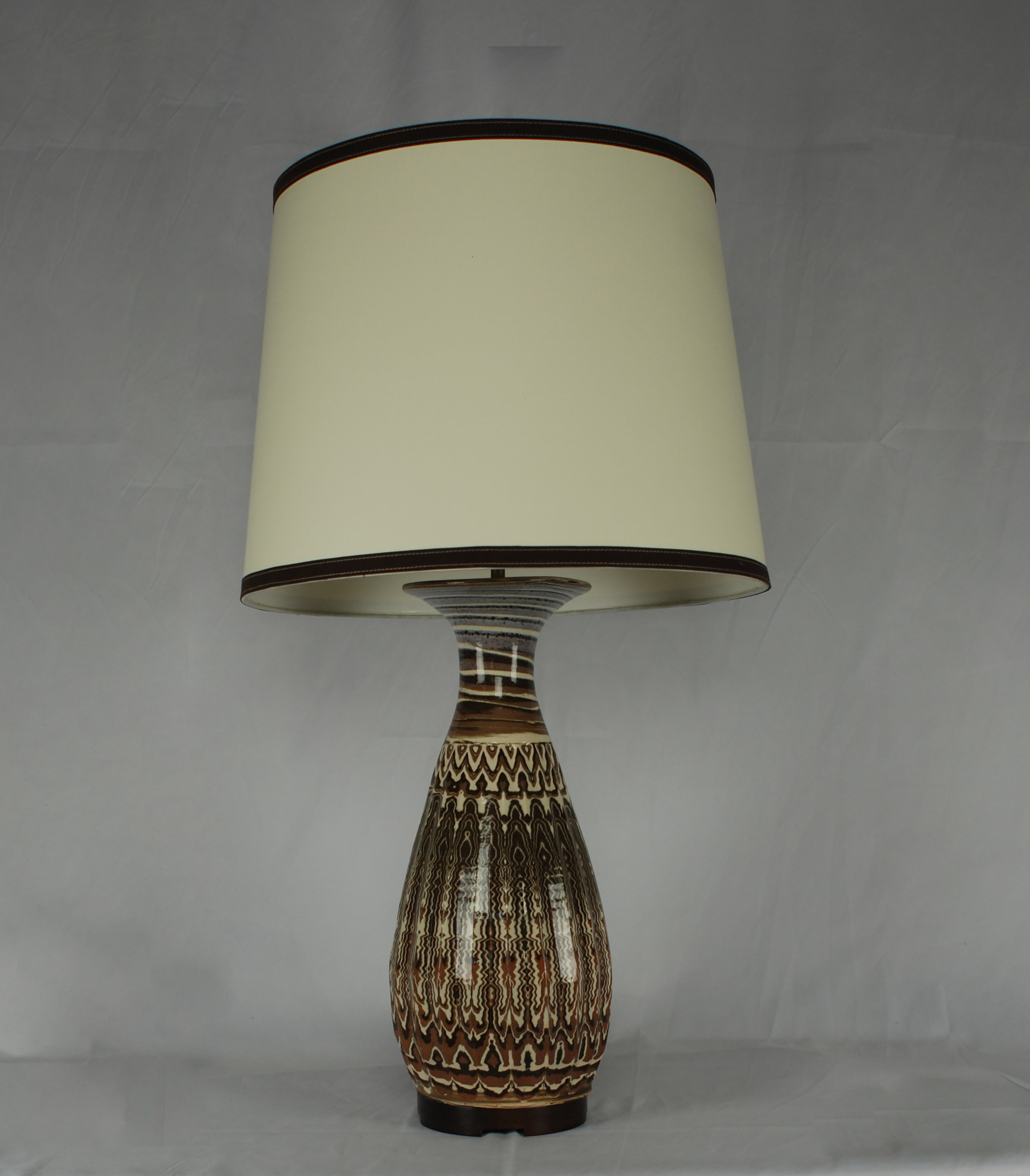 Karnak table lamp in Agateware with drum shade.jpg