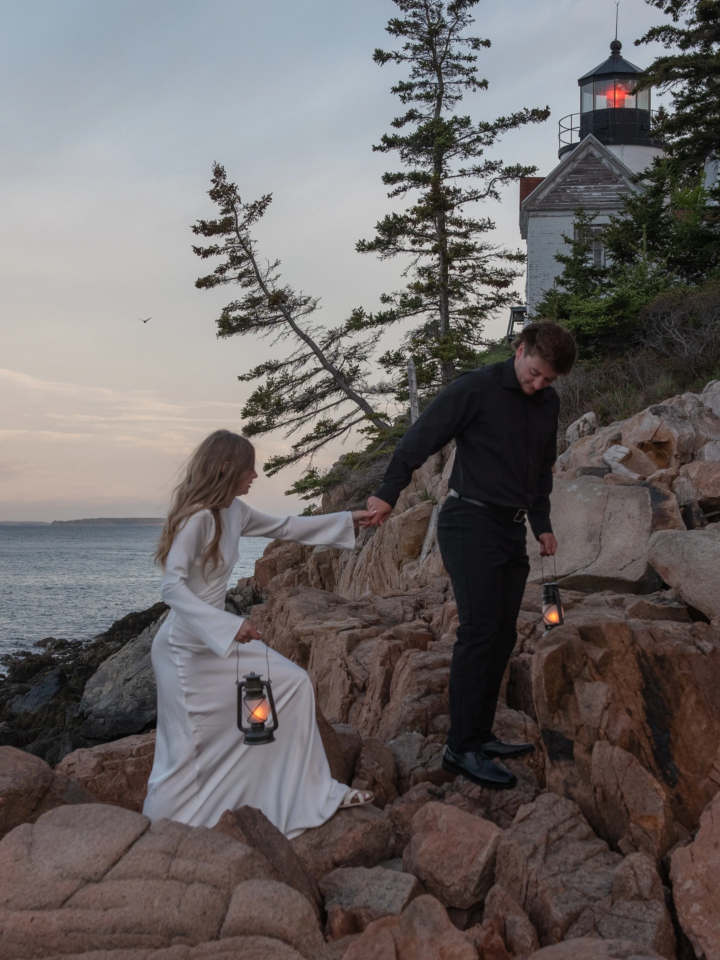 sunrise ceremonies in acadia will forever be my favorite. 

you don&rsquo;t need to worry about crowds, parking issues, harsh light. and the early morning encourages a sweet slowness that is just perfect for an elopement day. yes, you need to wake up