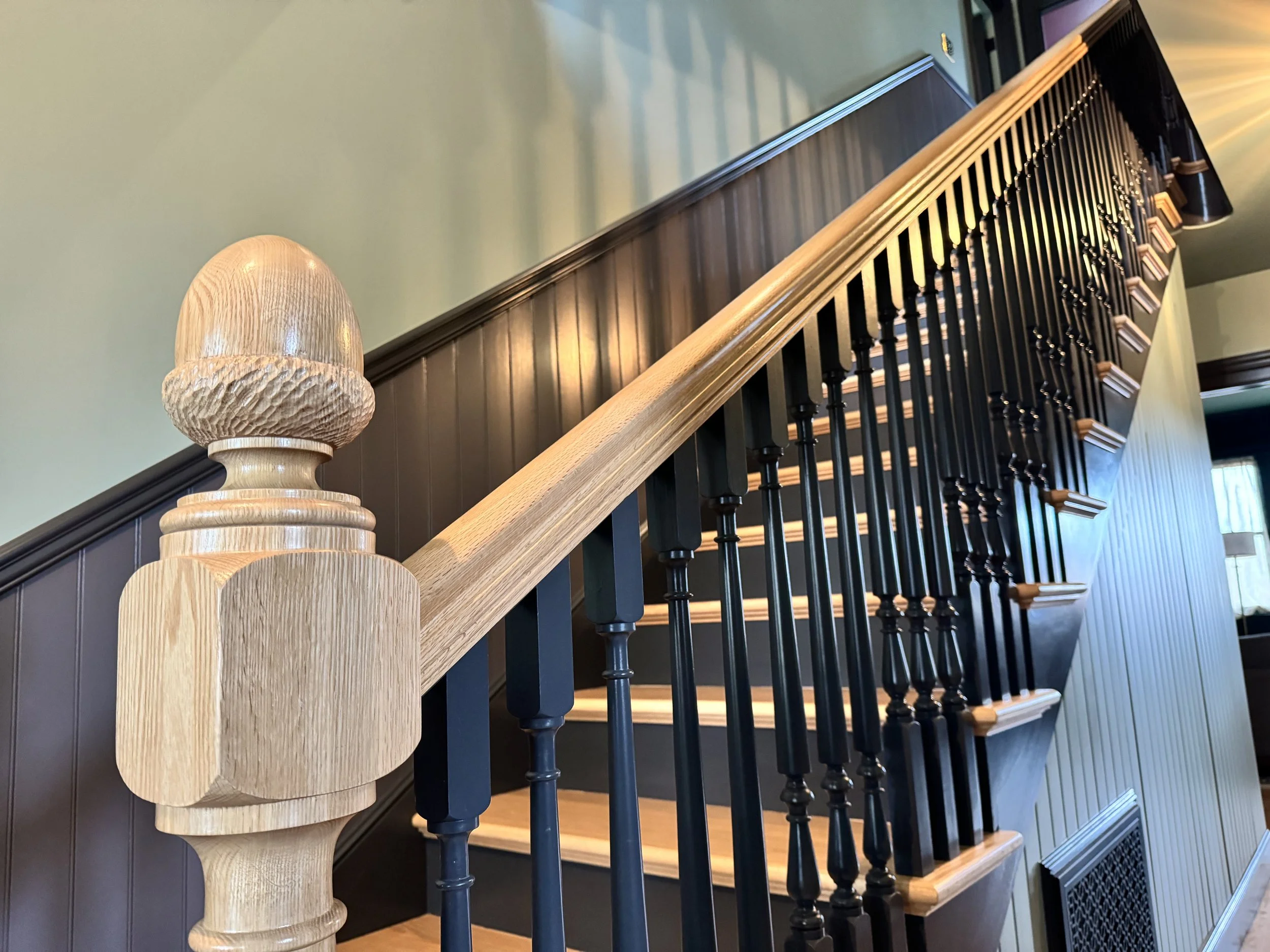  Hand carved newel cap acorn shell 