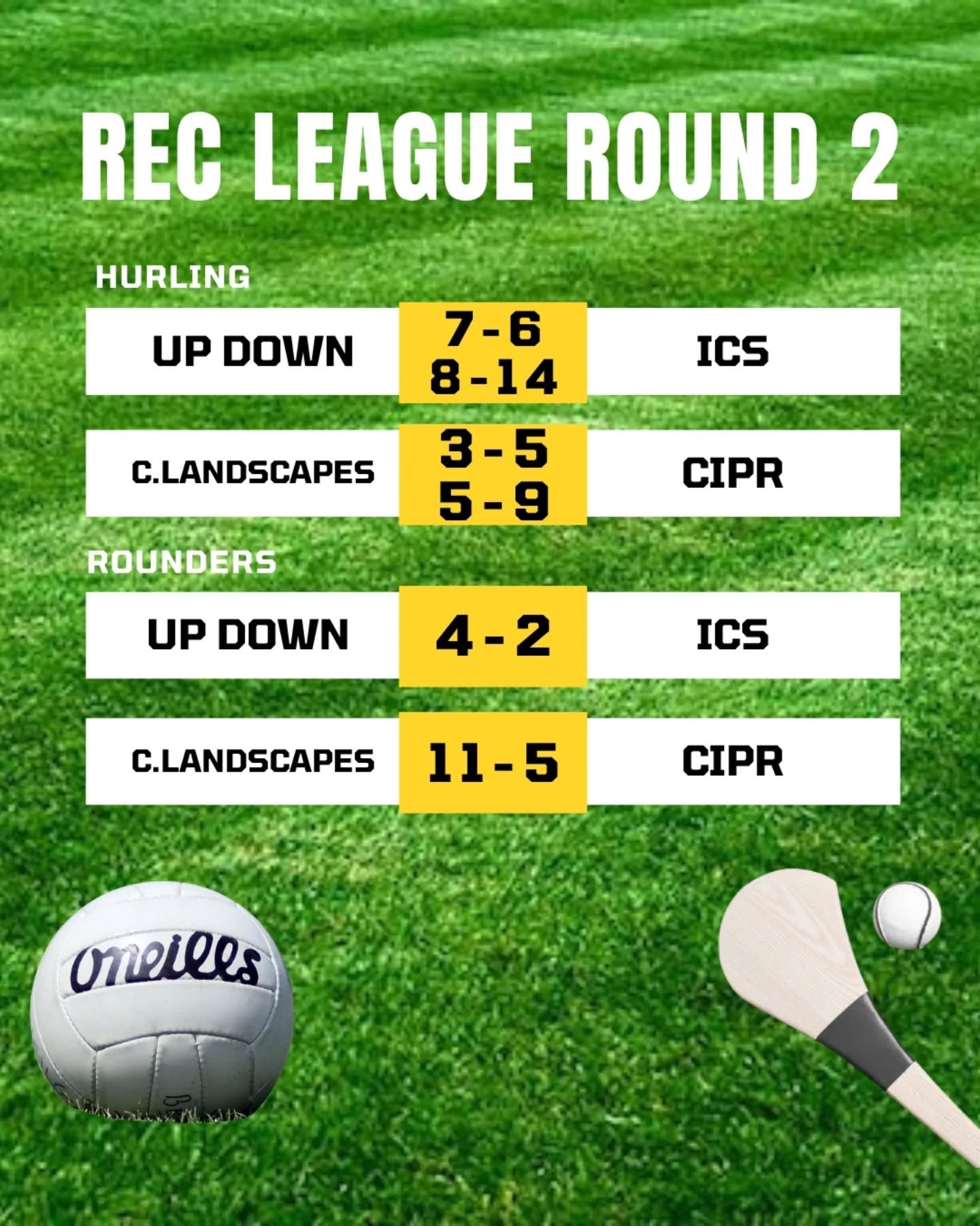 Rec League round 2 was another success, a great evening with great people 🔆 well done to Sofia and John for their outstanding performances in hurling this week.

We have training on Thursday evening but after that we'll be taking a small break from 
