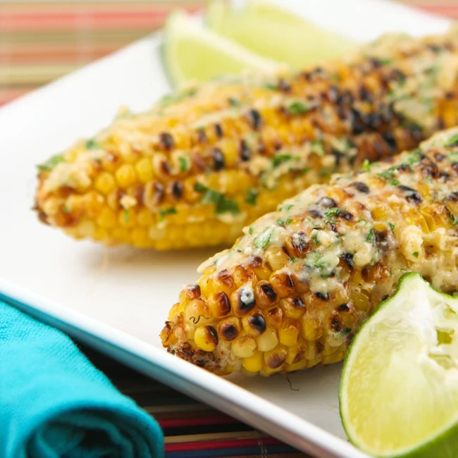 Grilled Corn with Spicy Cilantro Lime Butter