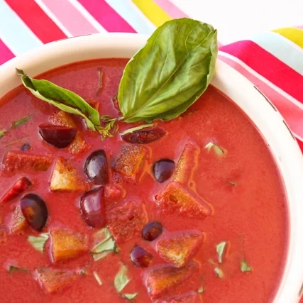 Cherry Gazpacho with Basil