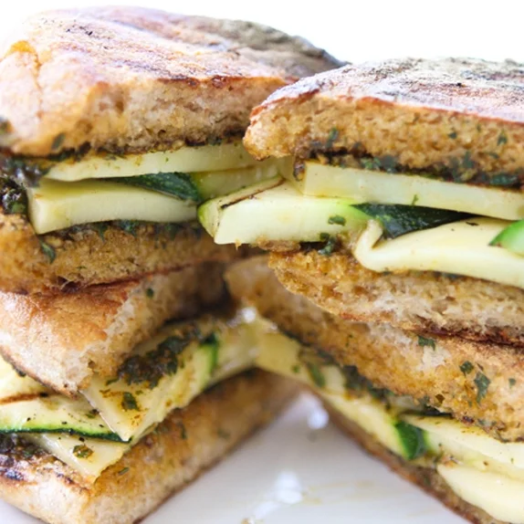 Grilled Gruyere and Zucchini Sandwiches with Smoky Pesto