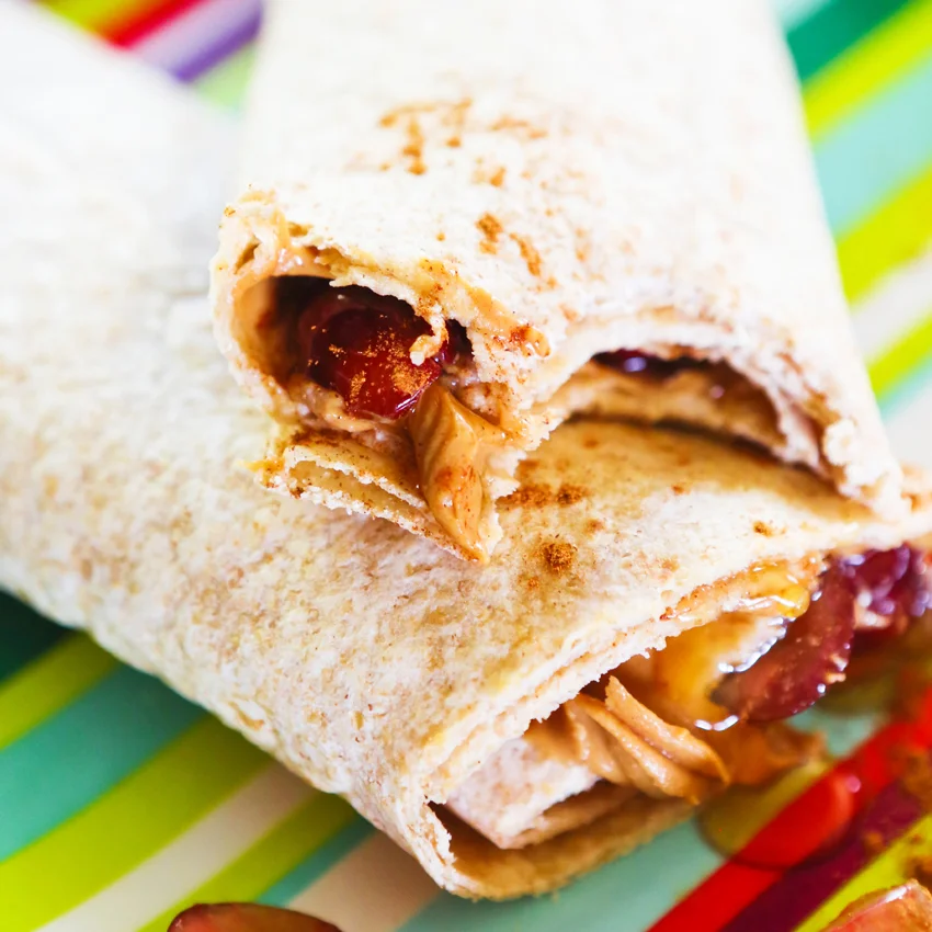 Peanut Butter Honey Wraps with Grapes