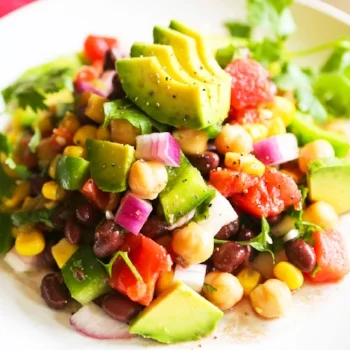Loaded Veggie Salad with Chickpeas and Black Beans