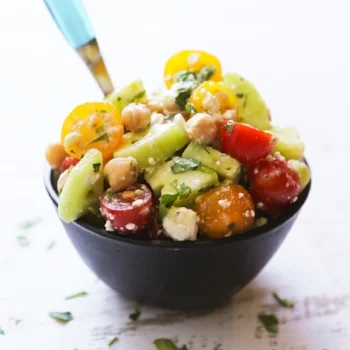 Tomato Cucumber Chickpea Salad