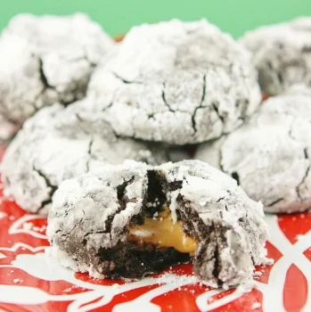 Chocolate Crinkle Cookies with a Rolo Surprise