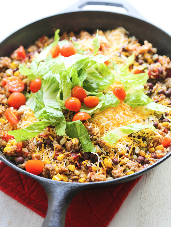 One Pan Rice And Beans Taco Skillet Recipe