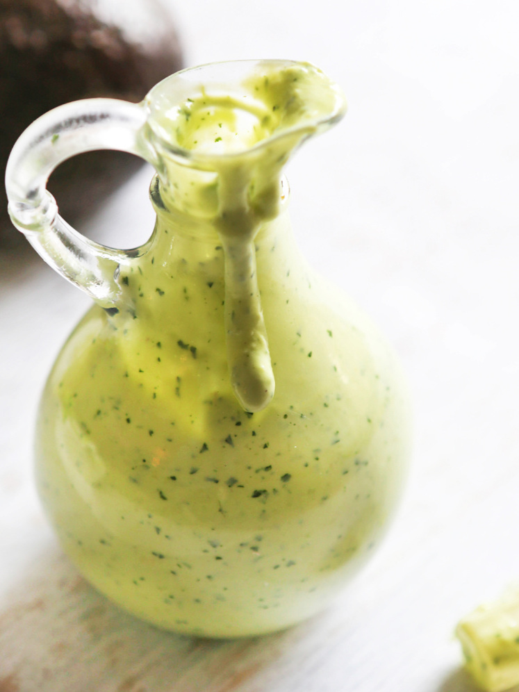 green dressing in a serving container