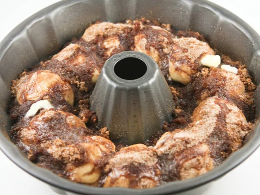 ingredients in a bundt pan ready for baking