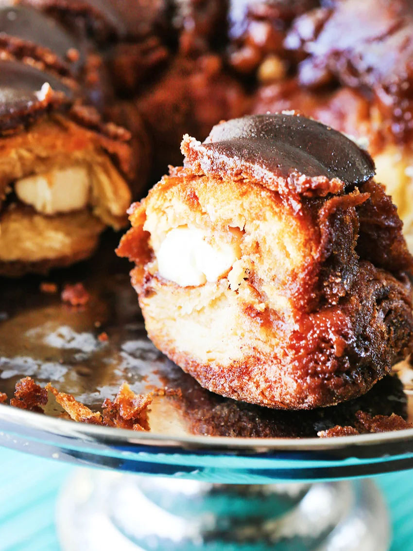 monkey bread sitting on a platter