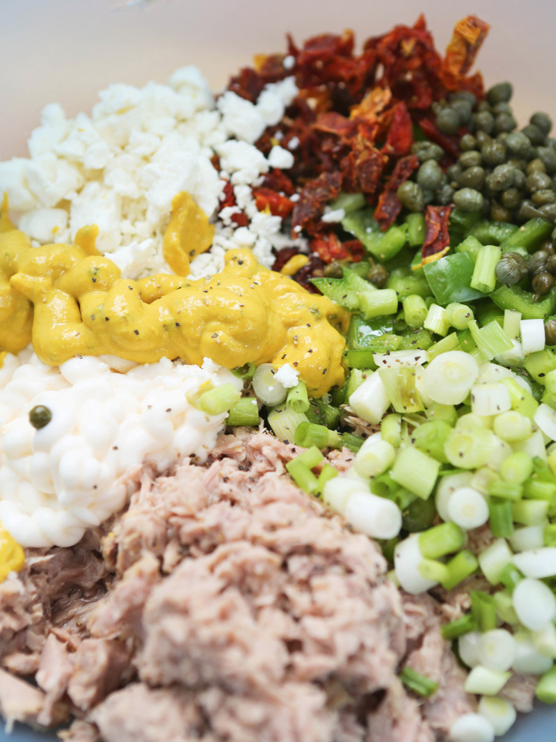 Tuna salad ingredients unmixed