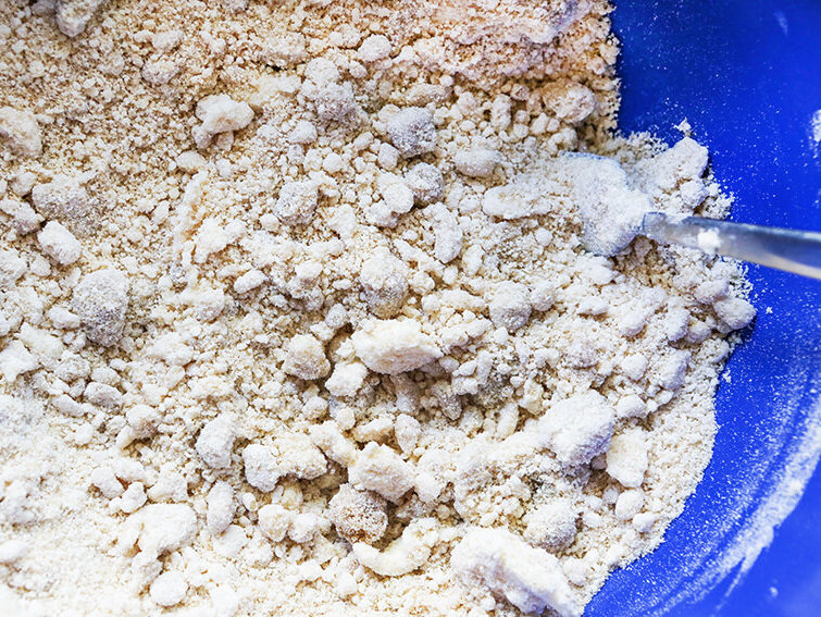  Close up of crumbly shortbread ingredients 