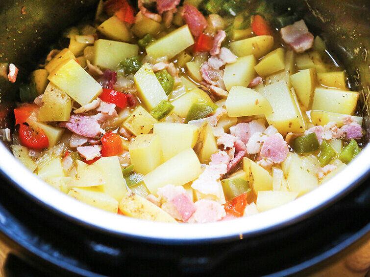 Cooked potatoes and veggies in Instant Pot