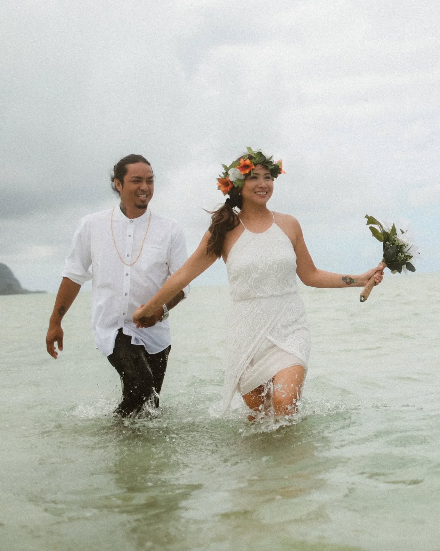 Some weddings have aisles.
Meanwhile these two had their ceremony in between the tides.
