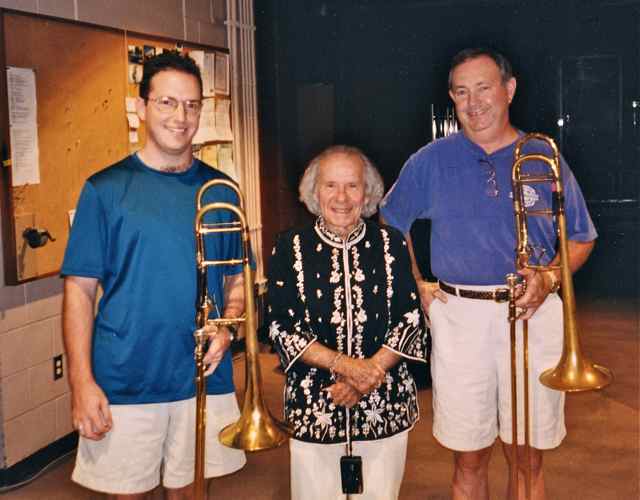 With my dad, Jimmy Clark, and Dr. Frederick Fennel, at a Dallas Wind Symphony recording session, 1999