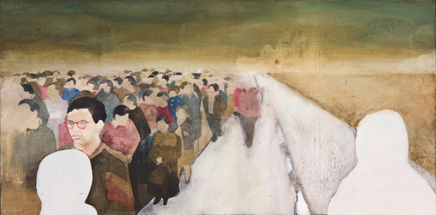 Crowd. 2008 Oil on board. 47x92cm
