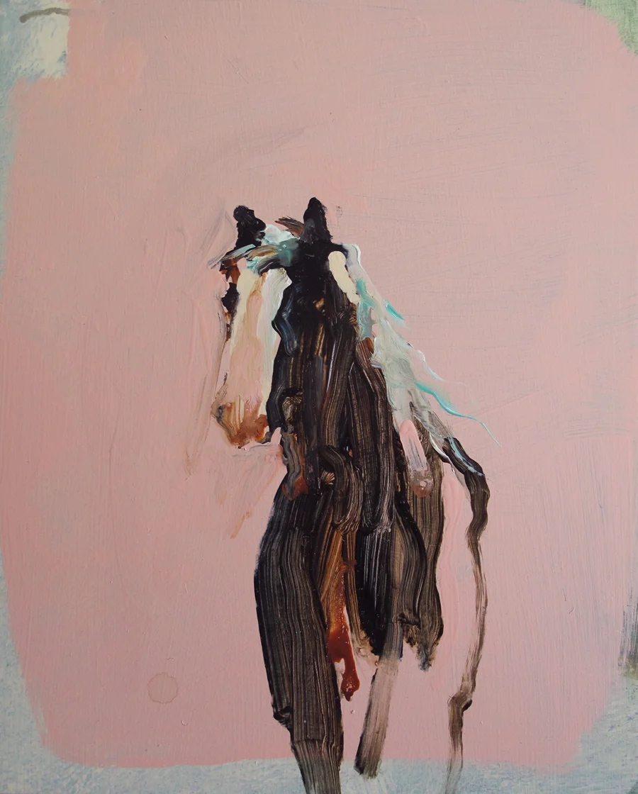 One horse. 2015 Acrylic on board. 28x23cm