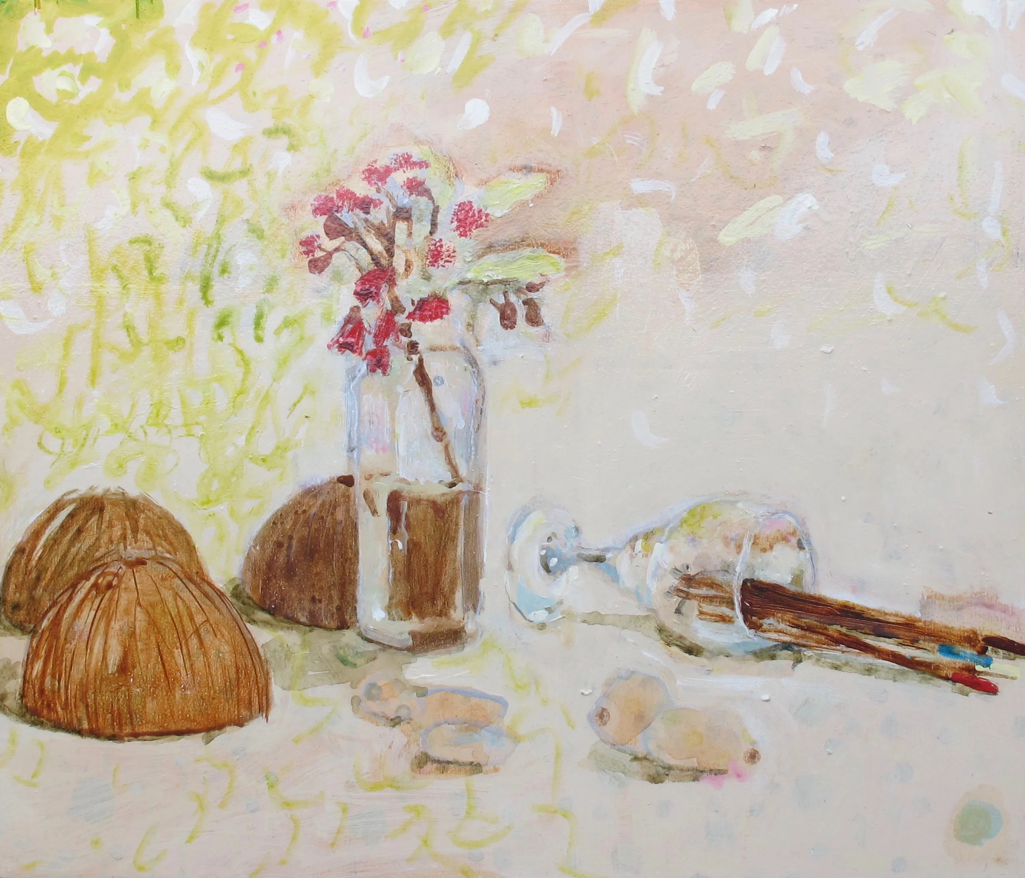 Still Life with Coconuts. Acrylic on board. 41x48cm