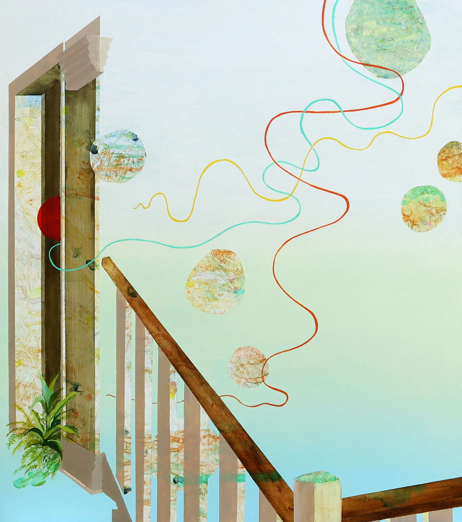 Sharehouse Staircase. 2019 acrylic on board. 70 x 60cm