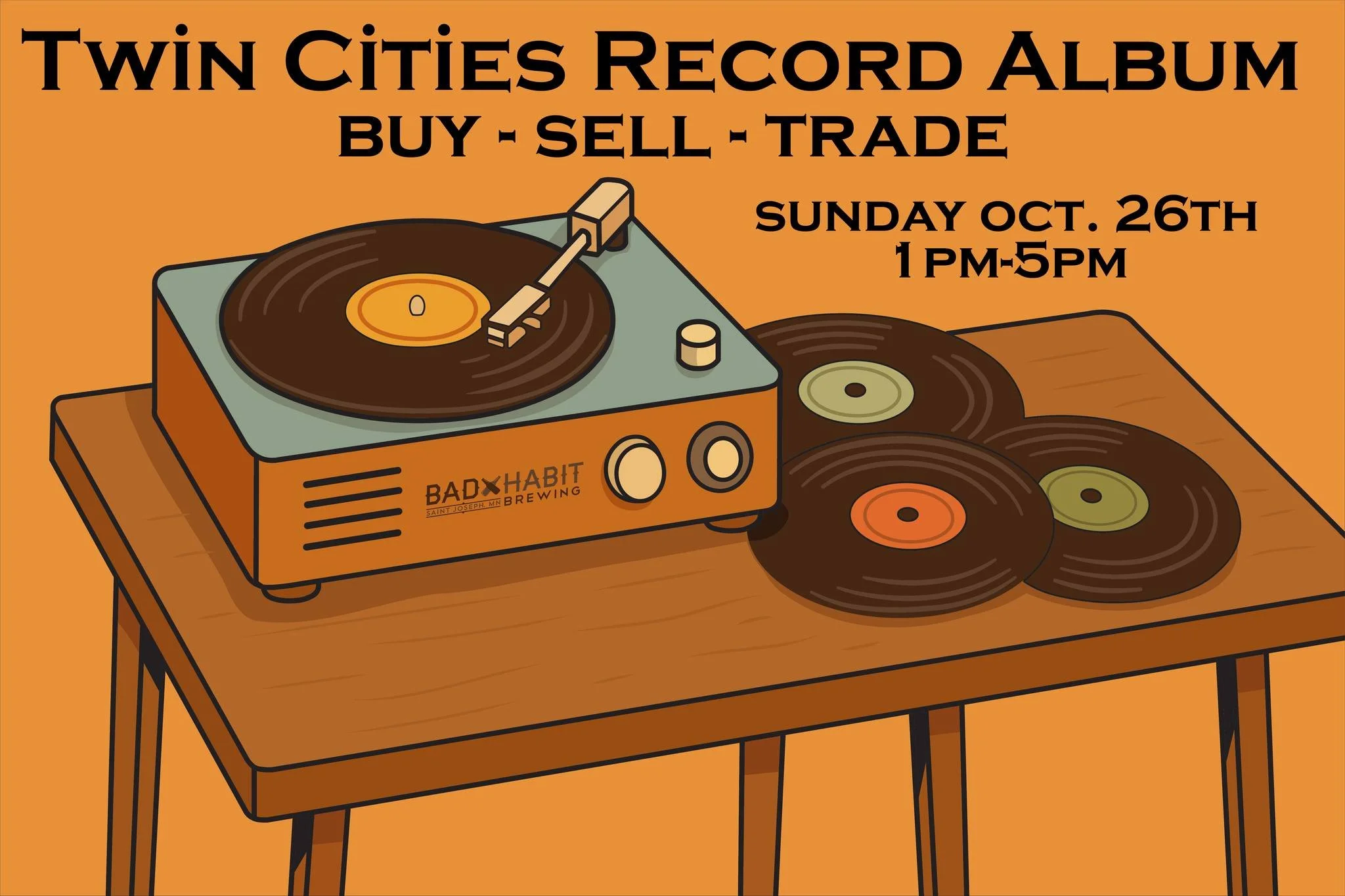 🎶 Twin Cities Record Album Event &mdash; Today at 1 PM! 🎶

Spin into the taproom and soak up the vibes! 🍺🎵
Grab a beer, browse through some killer vinyl, and buy, sell, or trade your favorite records. Whether you&rsquo;re crate-digging for classi