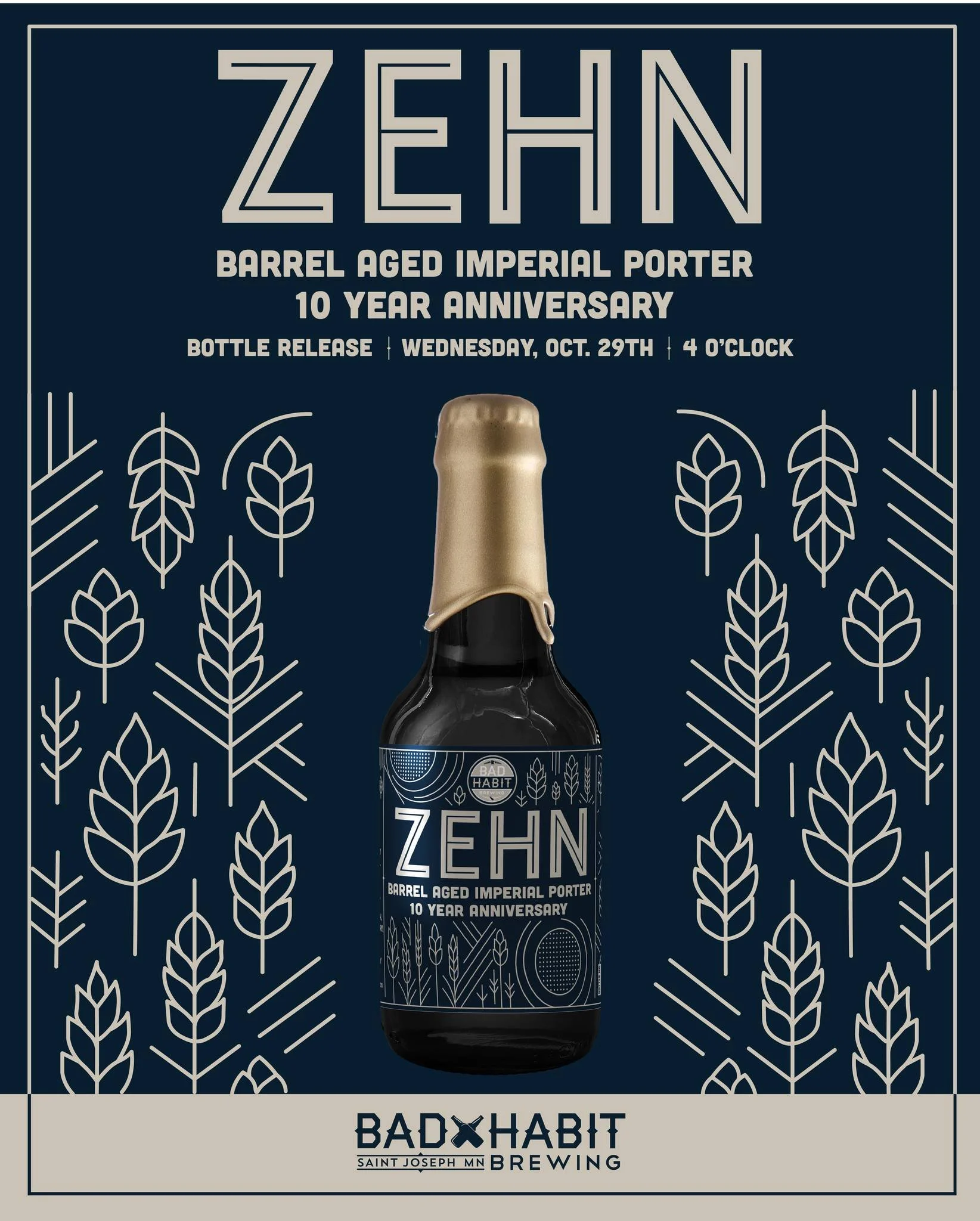 🍻 Our 10 Year Anniversary Imperial Porter arrives this Wednesday! 🍻
Brewed and barreled back in 2020, this beautiful beer has been resting for 5 years &mdash; patiently waiting for the perfect moment to celebrate a decade of Bad Habit. 🕰️

Rich, s