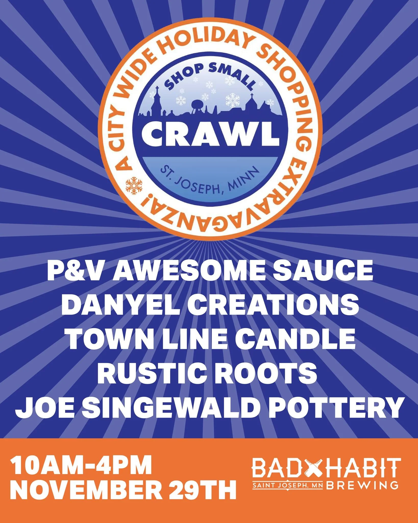 Shop Small Crawl is this Saturday, and we&rsquo;re ready to kick off the holiday season in style! 🎄🛍️
The taproom opens at 10am, and we have 5 amazing vendors set up for all your gifting (and self-treating) needs.
Come sip, shop, and kick those hol