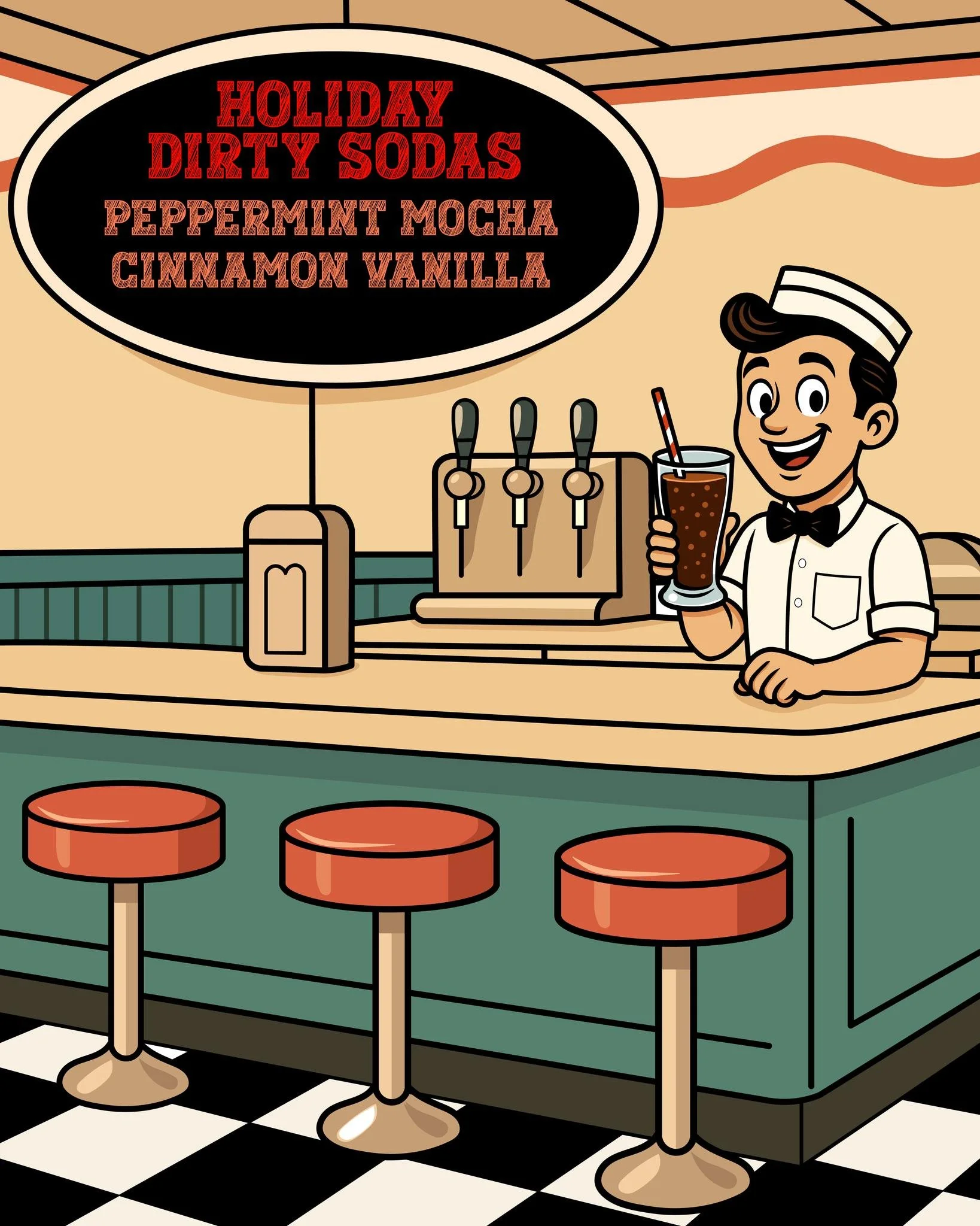 Just in time for the holidays &mdash; and while supplies last &mdash; we&rsquo;re cranking out two brand-new Holiday Dirty Soda recipes! 🎄🥤✨

Introducing:
&bull; Rootbeer Peppermint Mocha
&bull; Dr Pepper Cinnamon Vanilla

Both hit the taps next We