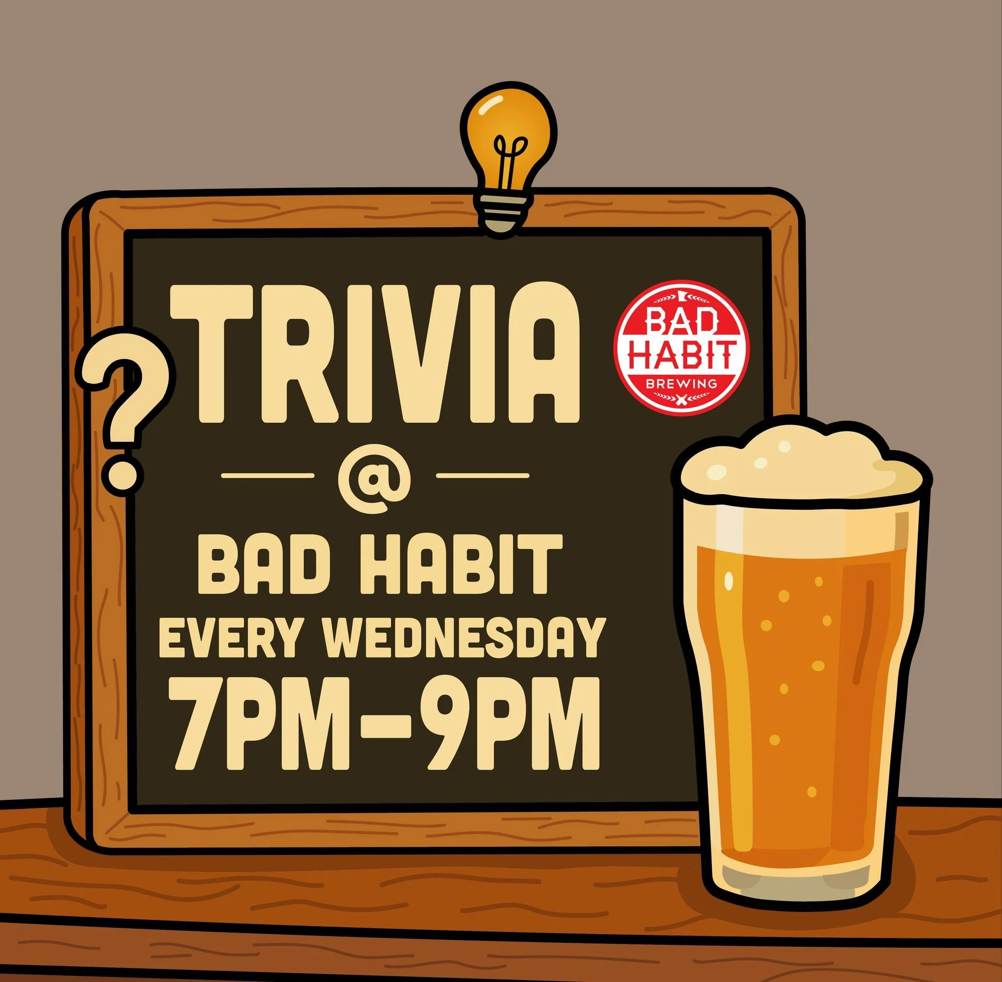 Trivia tomorrow night kicks off at 7pm!
Prizes for 1st, 2nd, 3rd&hellip; and yes&hellip; LAST place.

Please don&rsquo;t be that person&hellip;
You know&mdash;the team proudly rocking 0 points, arguing over answers that weren&rsquo;t even options, ce