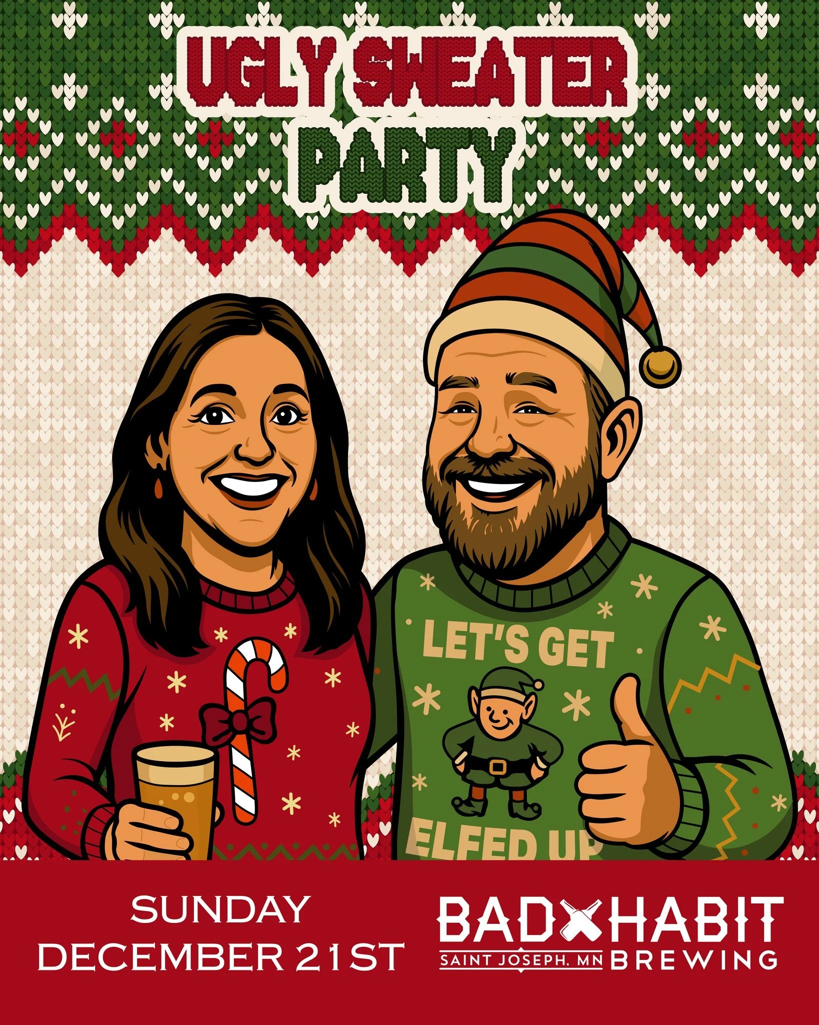 🎄👕 It&rsquo;s that time again&hellip; our annual UGLY SWEATER CONTEST is this Sunday! Alison and Randy are your gracious hosts. 

Wear your ugliest of ugly sweaters and enjoy:
✨ $1 off each beer
✨ Entry to win a Bad Habit Christmas Basket &mdash; c