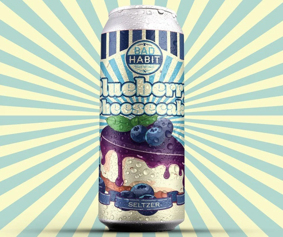 Our next flavor in our bakery series, Blueberry Cheesecake Seltzer, is on tap and in cans today! Come and get it before it's gone. 

#badhabitbrewing #visitjoetown #blueberrycheesecake #seltzers