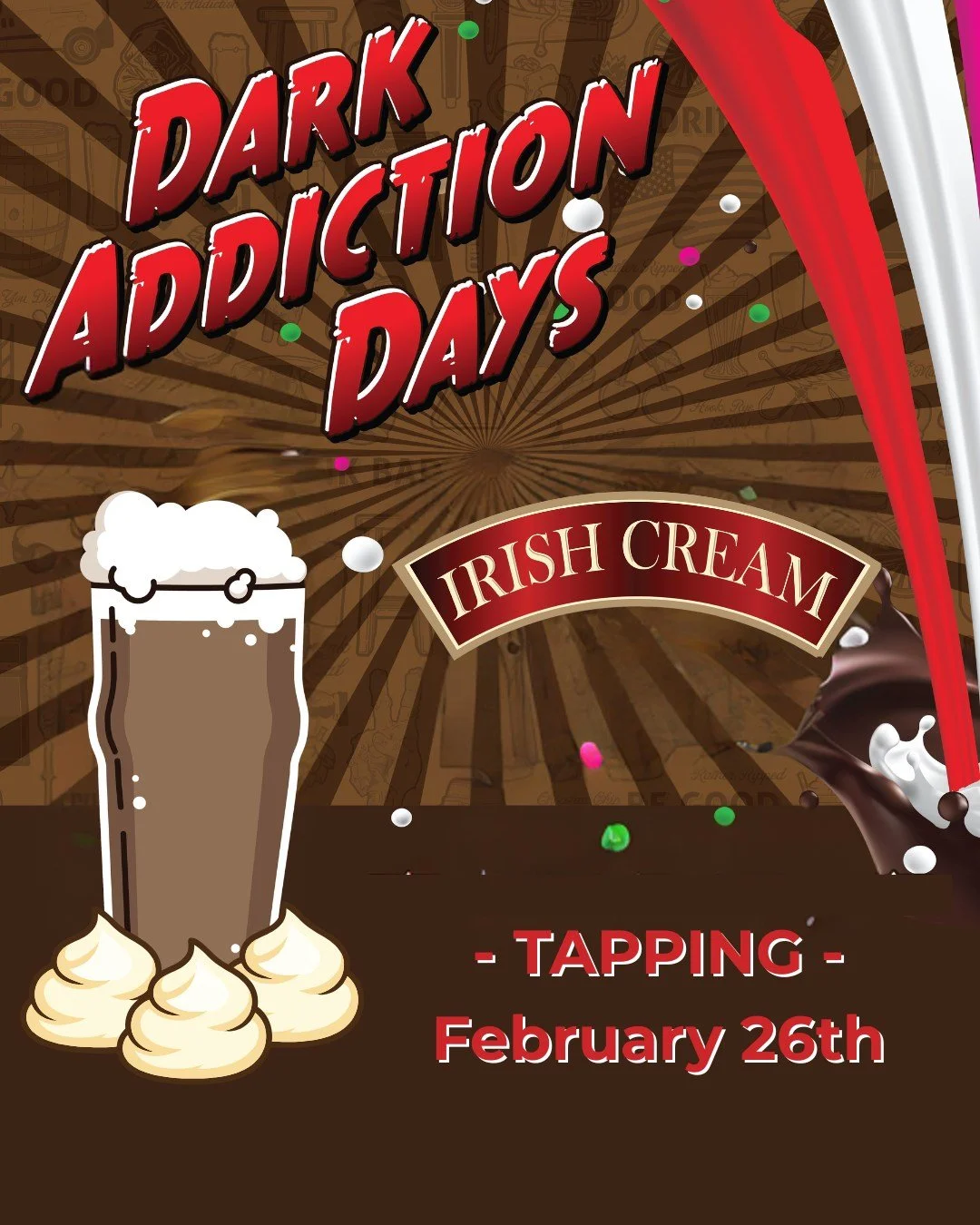 Dark Addiction Days continue with our next drop, Irish Cream! It's creamy, it's dreamy, and it's on tap tomorrow. 

Head into the taproom to get this one before it's gone. 

#badhabitbrewing #visitjoetown #beerrelease