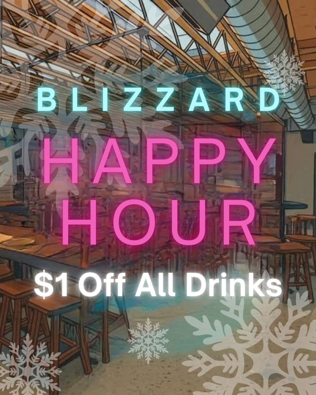 The weather outside is frightful, but the drinks are... $1 off!⛄️

❄SPECIAL HOURS: 1-4 PM❄

We&rsquo;ll be open from 1 PM to 4 PM today, which means every hour is officially Happy Hour!

#badhabitbrewing #visitjoetown #blizzard #happyhour #sundayfund
