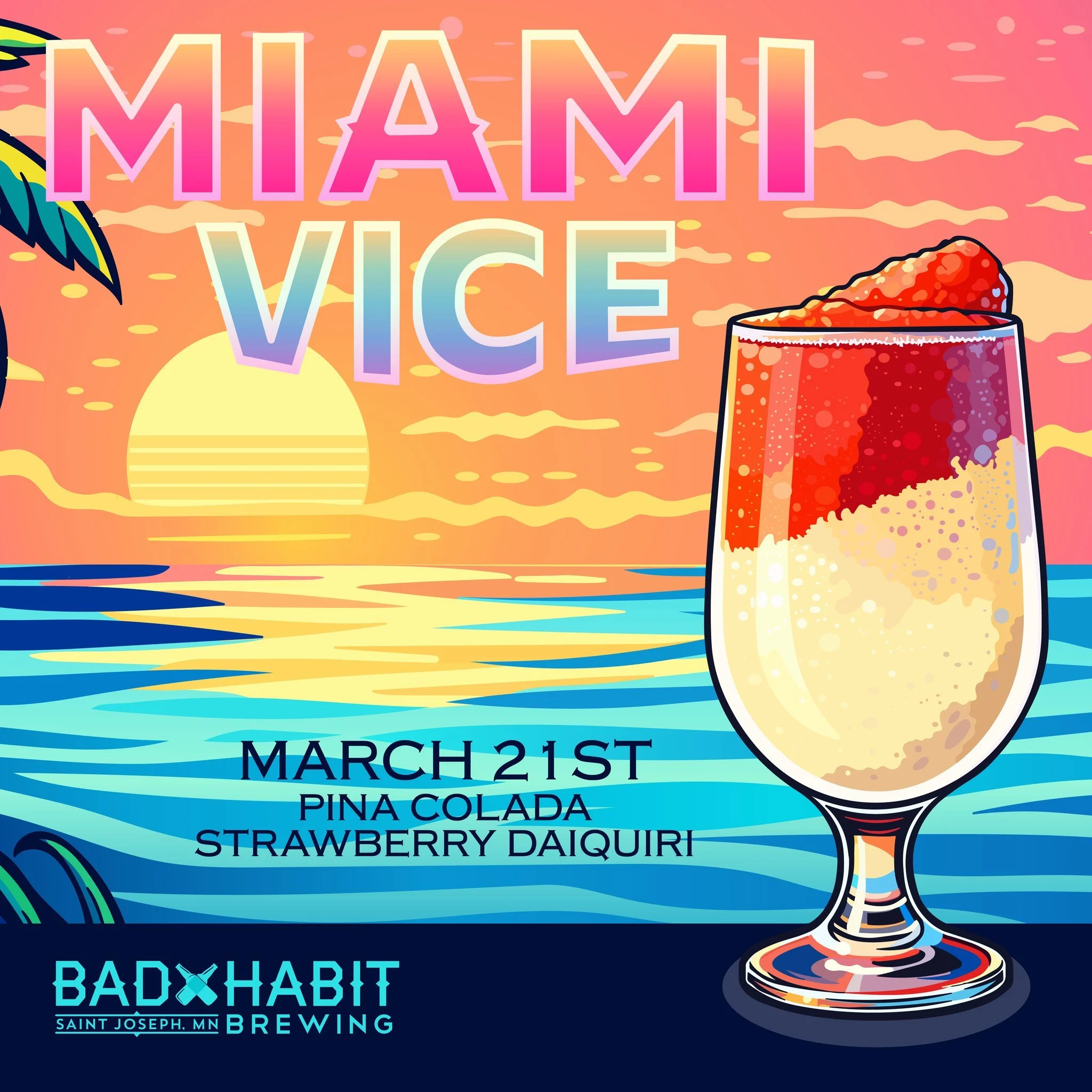 SATURDAY SLUSHIE SQUAD! 🍹

Snow, snow, go away... Saturday&rsquo;s forecast calls for 100% chance of slushies (alcoholic, of course).

🍓 Strawberry
🥥 Pina Colada
🍹 Miami Vice

On deck all day Saturday. See you in the taproom! 🏝️

#badhabitbrewin