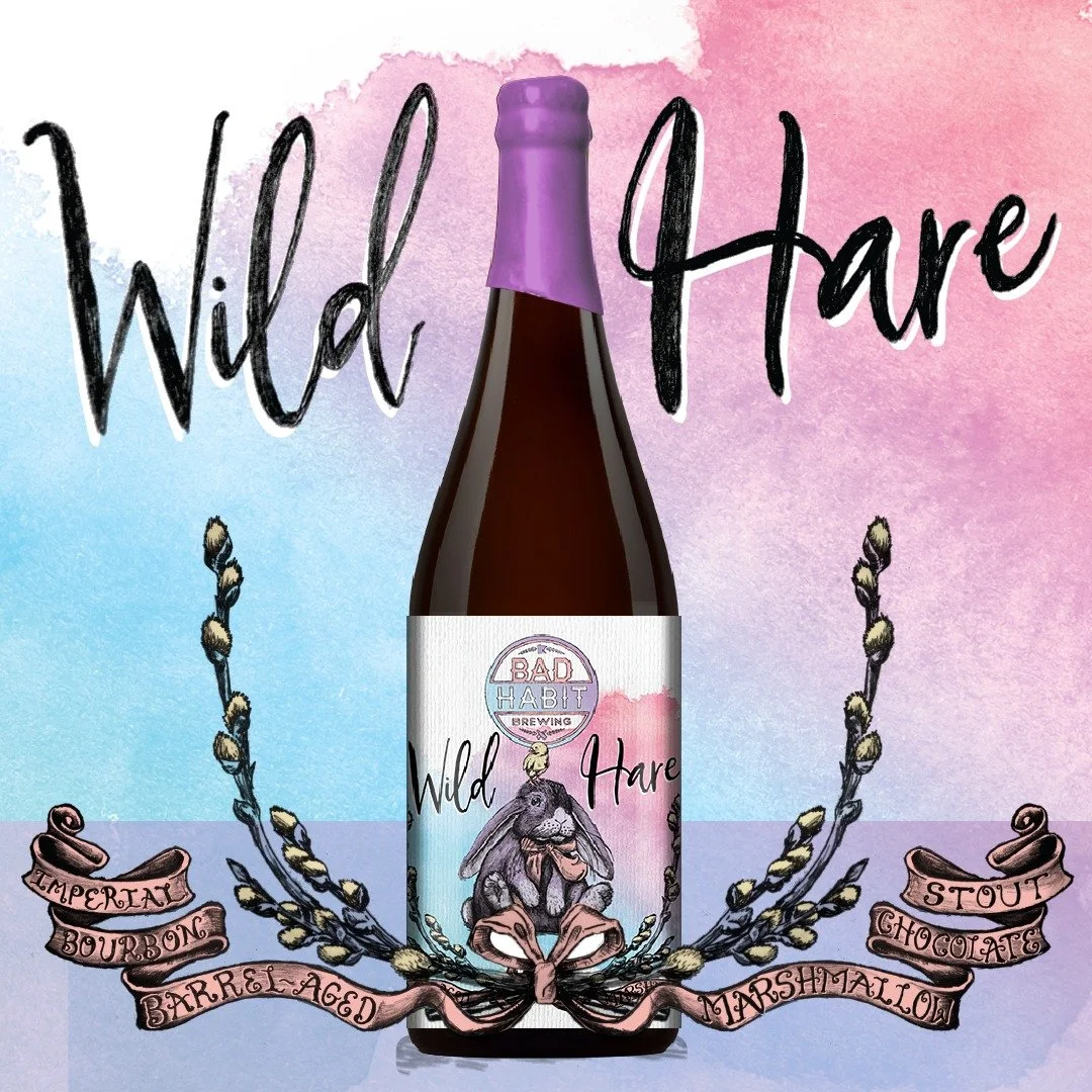 Wild Hare is back!🐇Our favorite Imperial Bourbon Barrel-Aged Marshmallow Chocolate Stout is all bottled up and will be released in the taproom this weekend. 

This one only comes around once a year... get yours before they're gone! 

#badhabitbrewin